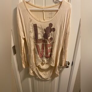 NWT Disney Parks Boutique M Top Medium Cream Mickey Mouse Love Shirt Med